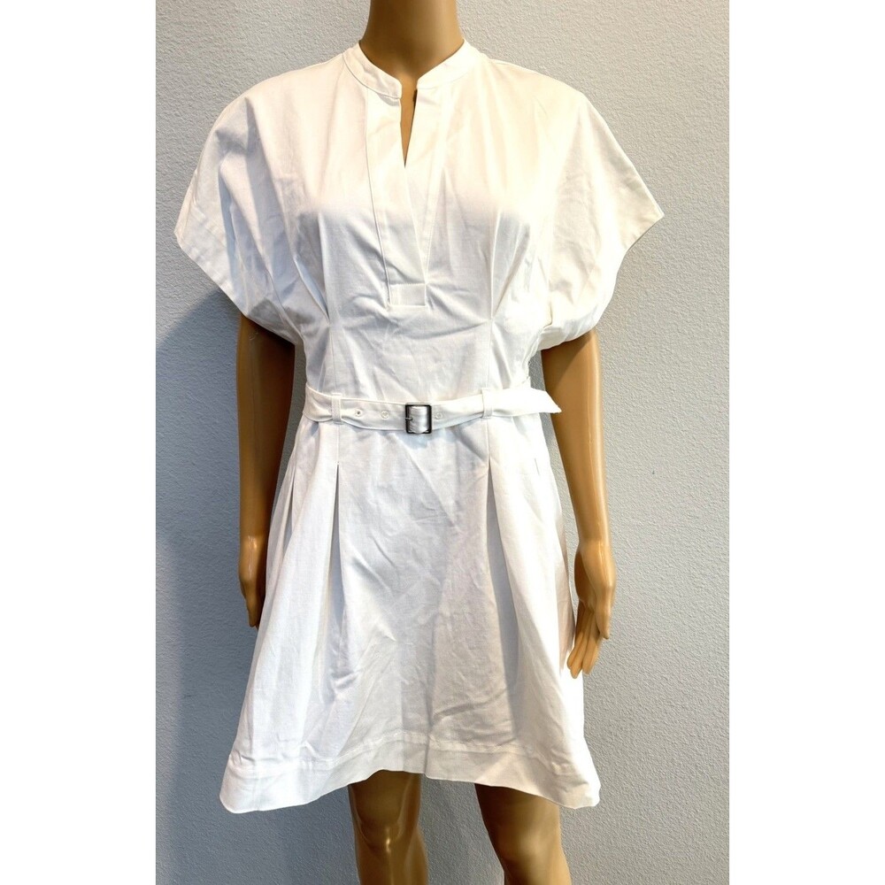 NWT Zara ZW Collection Belted Pleated Mini Dress White 8761/347 Women Sz Large